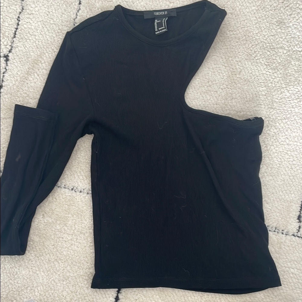 Forever 21 Black Cutout Long Sleeve Top